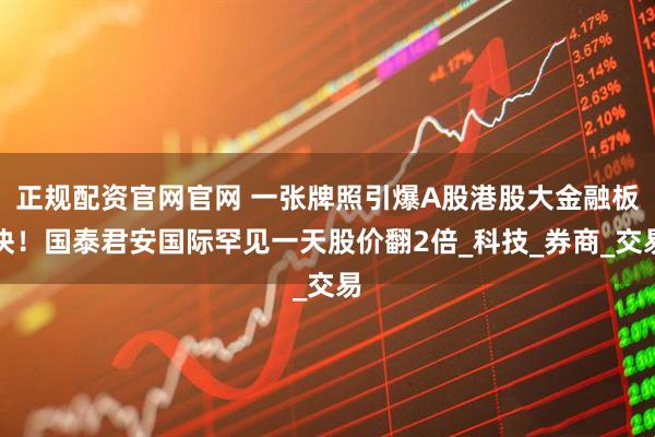 正规配资官网官网 一张牌照引爆A股港股大金融板块！国泰君安国际罕见一天股价翻2倍_科技_券商_交易